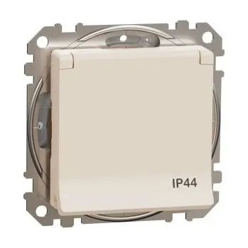 vypínač a zásuvka Sedna Design zásuvka 1-násobná s clonkami víčko SCHUKO IP44 béžová