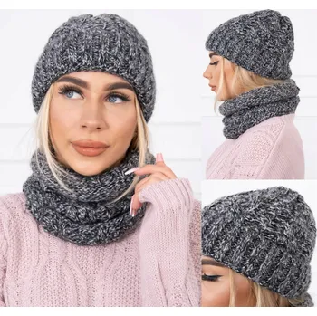 Čepice Kesi Dámská sada čepice a nákrčníku Mia - Dark Gray