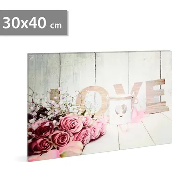 GLOBIZ LED obrázek s věšákem na stěnu - LOVE 30 x 40 cm