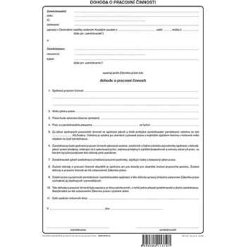 Tiskopis Optys OP1137 Dohoda o pracovní činnosti A4