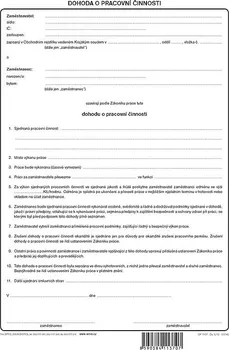 Tiskopis Optys OP1137 Dohoda o pracovní činnosti A4