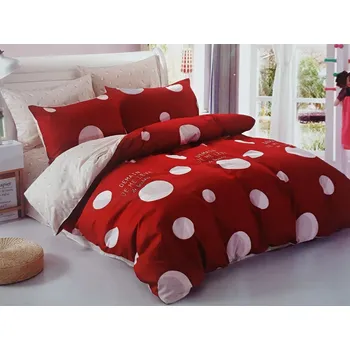 Povlečení Numberoplus Francouzské bavlněné povlečení oboustranné, červenobílý s puntíky