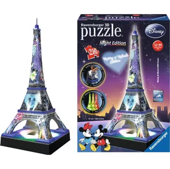 3D puzzle Ravensburger Noční edice Eiffelova věž Disney 216 dílků