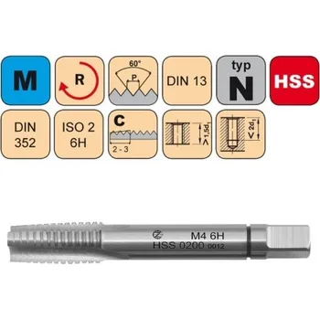 Závitořezný nástroj NÁSTROJE CZ Sadový závitník /CZZ0200/ M1,1x0,25 ISO2 HSS Závit: M1.2-II č.2