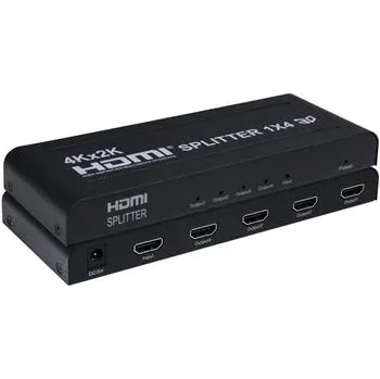 PremiumCord HDMI splitter 1-4 porty, kovové pouzdro, 4K, FULL HD, 3D