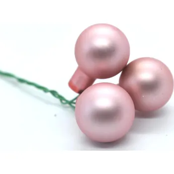 Vánoční dekorace baňky na drátku 3ks - starorůžová matná