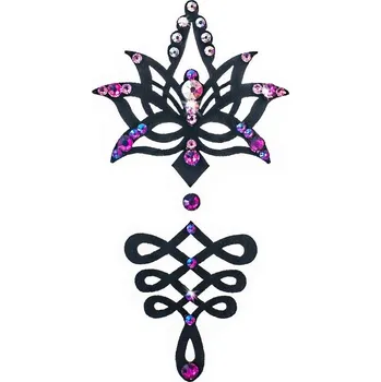 Náhrdelník SO.nia BareSkin Jewels Nalepovací šperk na tělo Lotos / Yoga Černá & Růžová