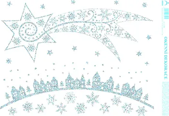 Okenní dekorace ARCH Vánoční fólie 25 x 35 cm Kometa s glitry 