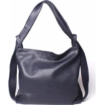 Kabelka Kabelka a batoh v 1 - velká kožená tmavěmodrá kabelka na rameno a batoh 12