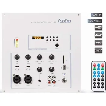 Hi-Fi komponenty Fonestar WA4100 (Stěnový zesilovač Fonestar, 2x 50W, 4-16ohm, USB / SD / MP3 přehrávač)