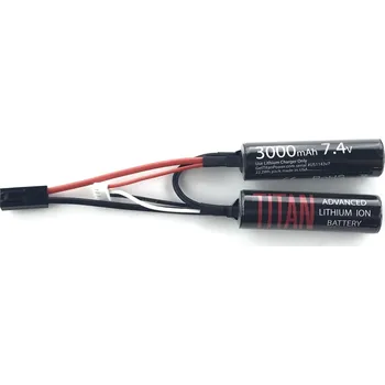 Baterie pro airsoftovou zbraň TITAN Akumulátor Li-Ion 7,4V 3000mAh 16C - Mini CQB s Tamiya konektorem