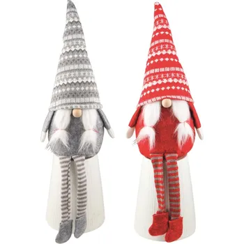 Vánoční dekorace Skřítek v pletené čepici 49 cm, na posazení, 1ks