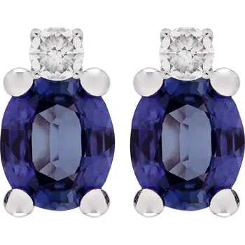 Náušnice Zlaté náušnice s diamanty a safírem 2285I