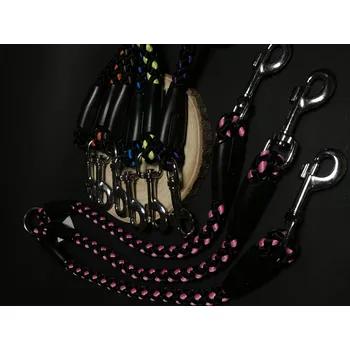 Vodítko pro psa Palkar vodítko roztrojka pro psy 50 cm x 14 mm černo-růžová