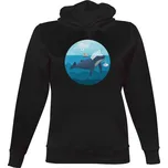 Dámská mikina s kapucí s potiskem Mikina Sleeping Whale dámská černá dámské