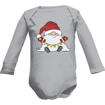 Kojenecký body Dětské body Long s potiskem Skřítek s vánočními ozdobami dětské