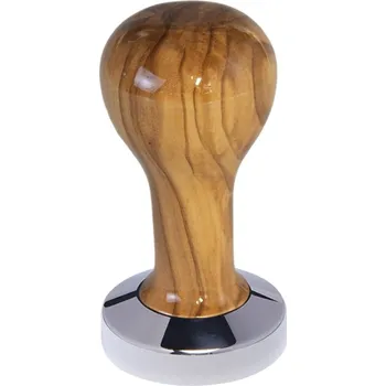 Buna café tamper, oliva, lak, 53 mm, nerez lesk, plochý