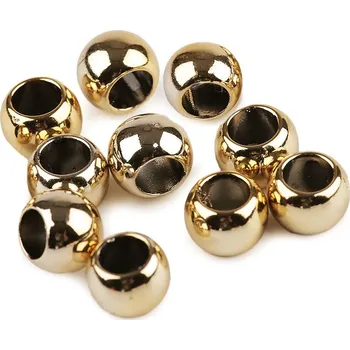 Dětské navlékací korálky Plastové korálky Metalic s velkým průvlekem 8x10 mm, barva 4 zlatá