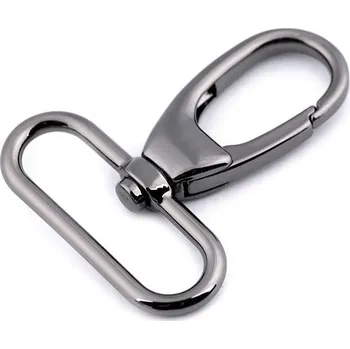 Kovová karabina otočná, průvlek 38 mm, barva 2 nikl černý