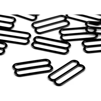 Háček a posunovač na prádlo šíře 25 mm kovový, barva 6 černá posunovač