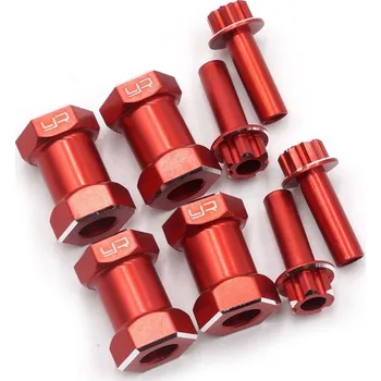 RC náhradní díl YeahRacing Hliníkový Hex adaptér 20mm offset pro 12mm, 4ks, červený