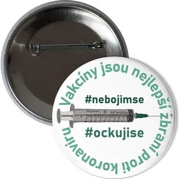 Odznáček s potiskem Očkuji se - placka světlá