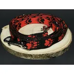 Palkar vodítko přepínací z popruhu pro psy 250 cm x 20 mm černo-červená s tlapkami (Palkar vodítko přepínací z popruhu pro psy 250 cm x 20 mm černo-červená s tlapkami)