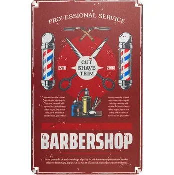 Kadeřnické nůžky Plechová retro cedule Barbershop B029