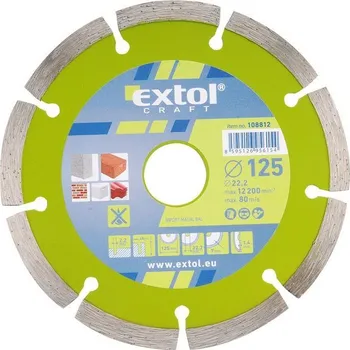 Řezný kotouč Kotouč diamantový řezný segmentový, 115x22,2mm, suché řezání, EXTOL CRAFT 108811