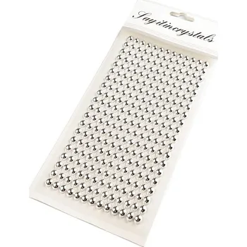 Samolepicí perly na lepicím proužku Ø6 mm, barva 4 stříbrná světlá