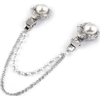 Spona dragoun s broušenými kamínky a perlami, barva 2 crystal platina