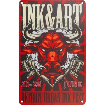 Kadeřnické nůžky Plechová retro cedule Tattoo TA146