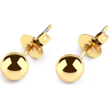 Náušnice Náušnice kuličky z nerezové oceli, barva zlatá