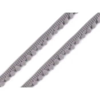 Prýmek šíře 11 mm s bambulkami Ø5 mm, barva 4 šedá holubí