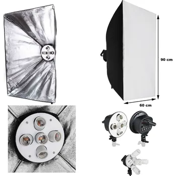 Softbox Foto lampa pro 5 úsporných žárovek se softboxem 60x90 cm (Rozměr softboxu 60 x 90 cm)