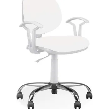 Laboratorní židle SMART, nízká, s područkami, koženka bílá