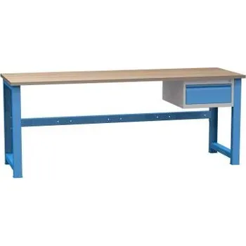 Dílenský stůl Dílenský stůl, d x h x v: 2100x700x827 mm, barva modrá RAL5012, 1 zásuvka