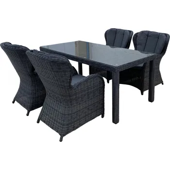 Zahradní sestava Zahradní nábytek - set z umělého ratanu - šedý - KATE