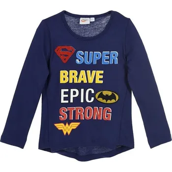 Super Hero Girls - Tmavě modré dívčí tričko s dlouhým rukávem Velikost: 128