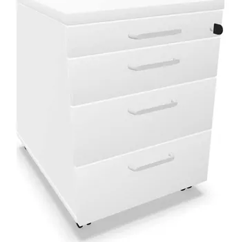 Zásuvkový kontejner Kontejner pojízdný, 4 zásuvky, barva bílá, v x š x h: 600 x 430 x 600 mm