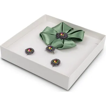 Souprava šperků Souprava náušnice, prsten a brož – zelená