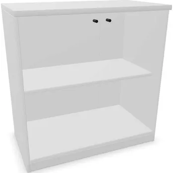 Policová skříň Kancelářská skříň - dveře dvoukřídlé prosklené, v x š x h: 825 x 800 x 445 mm, barva světle šedá