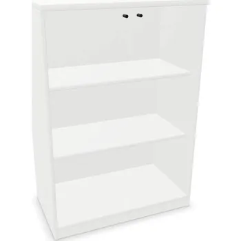 Policová skříň Kancelářská skříň - dveře dvoukřídlé prosklené, v x š x h: 1155 x 800 x 445 mm, barva bílá