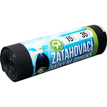 Pytle na odpadky Pytel/sáček do koše LDPE 50x60cm(35litrů), zatahovací, černý/15ks