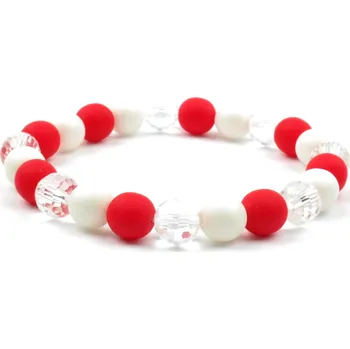 Náramek Moni dámský náramek skleněné perly červená bílá