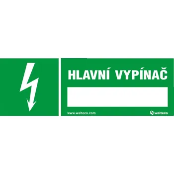 Walteco Hlavní vypínač 150x50mm, samolepka Množství: 1 ks