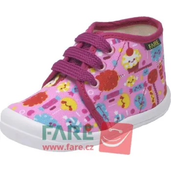 Dívčí bačkory Bačkůrky FARE, zavazovací, růžové se sladkostmi