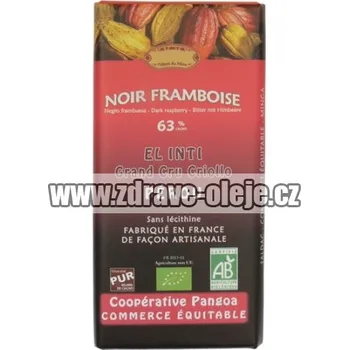 Cukrovinka Hořká čokoláda s malinami BIO 63% kakaa 100g Salute Livi