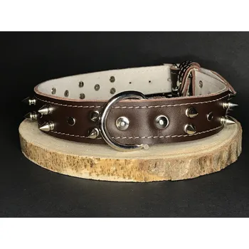 Obojek pro psa Palkar obojek z kůže hlazenice pro psy zdobený hroty 60 cm x 30 mm hnědý (Palkar obojek z kůže hlazenice pro psy zdobený hroty 60 cm x 30 mm hnědý)