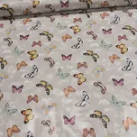 Kubík Textil 607-1 barevní motýli/šedý…